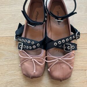Jeffrey Campbell Pink and Black Studded Flats